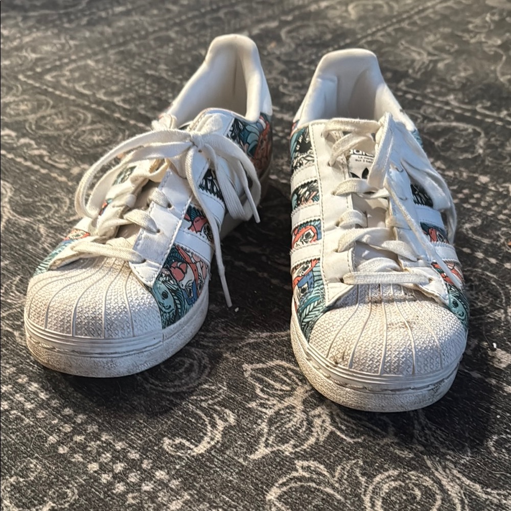 Adidas White and Patterned Sneakers